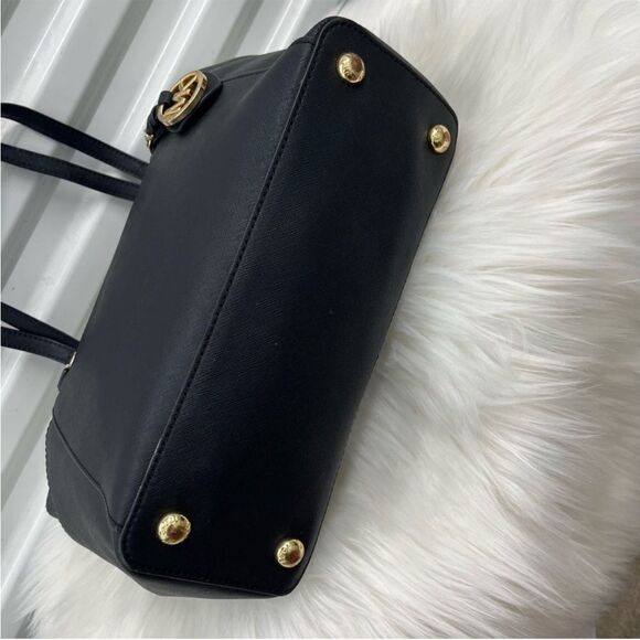 MICHAEL KORS Black Leather Pocket Jet Set Voyager Tote Laptop Work Shoulder Bag - Picture 5 of 10